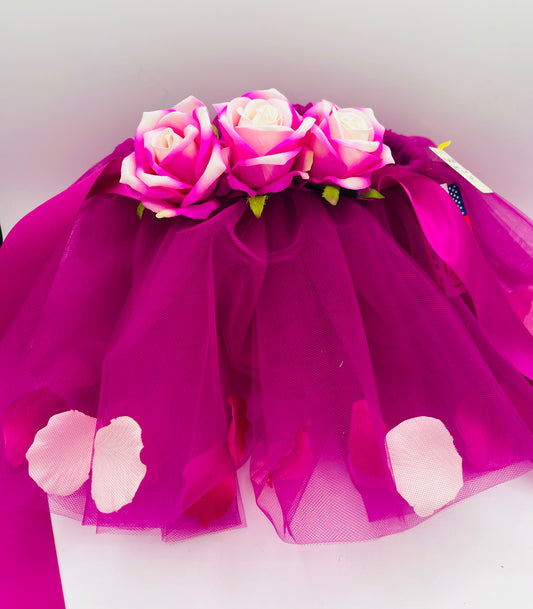 9" Petals Belted Tutu in Fuschia