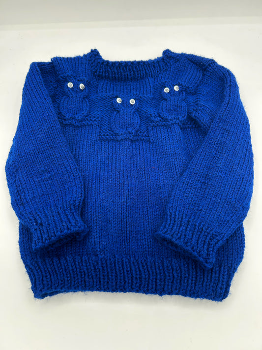 3-4 Y Navy Owl Sweater Pullover