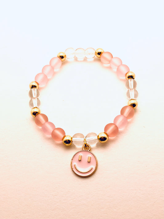 Pink Smiley Face Kids Bracelet