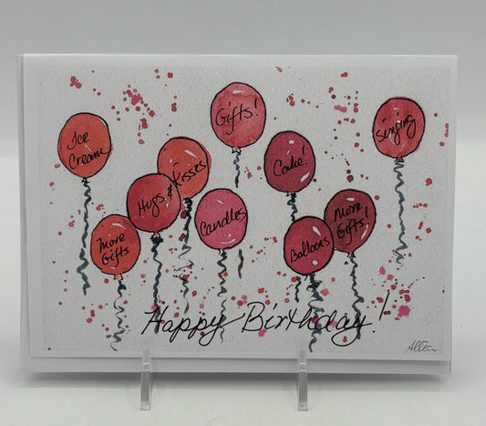Red Balloons Birthday Card