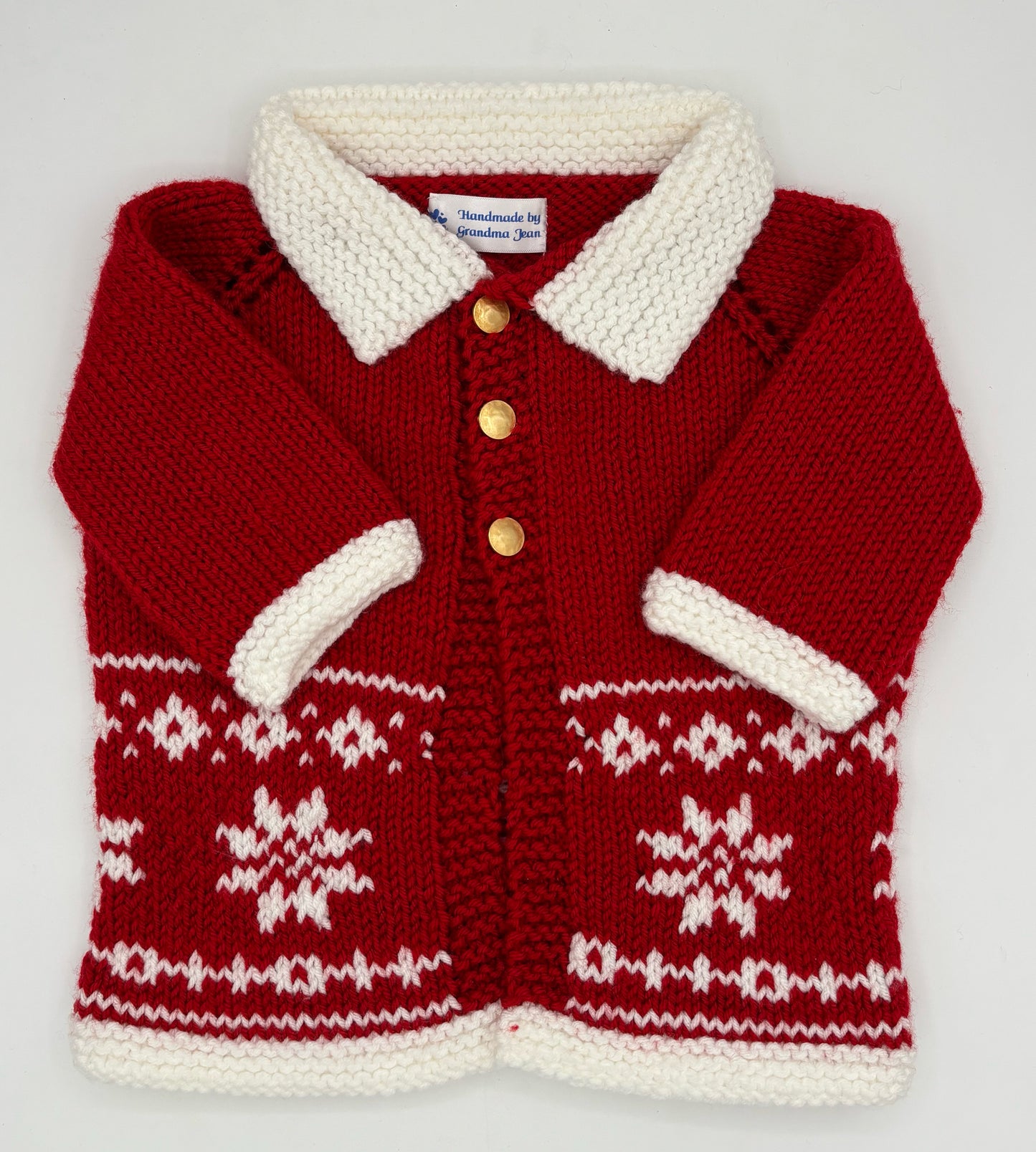 6-12 M Red and White Snowflake Knit Coat