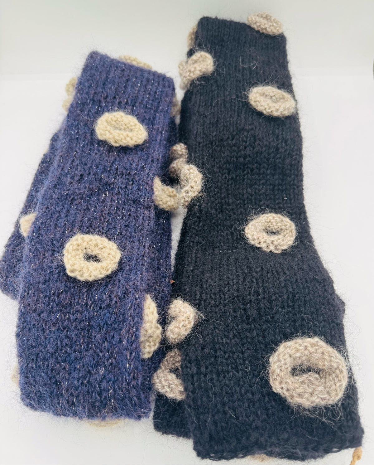 Mohair Knit Scarf with Circles