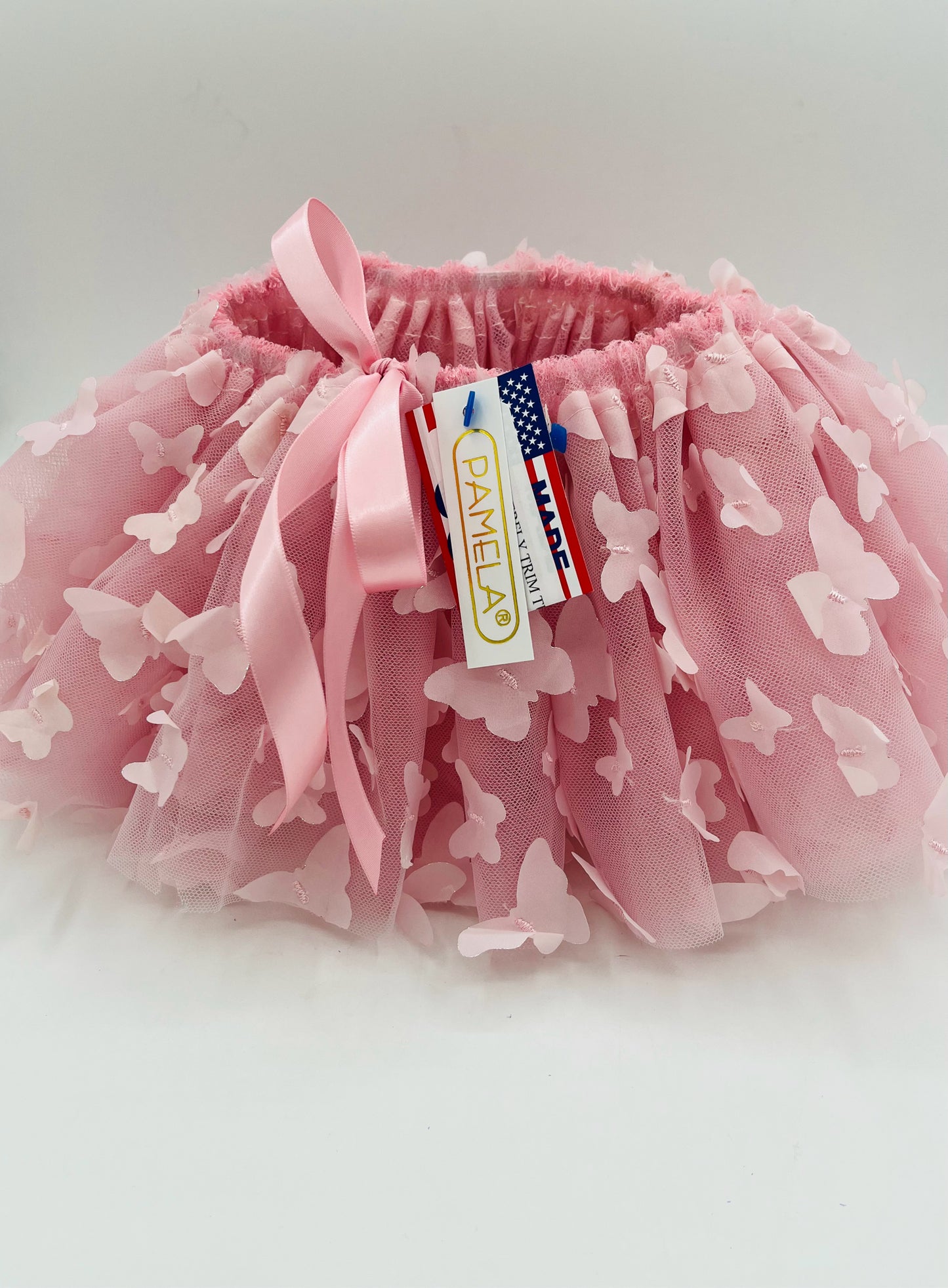7" Vintage Pink Butterfly Trim Tutu