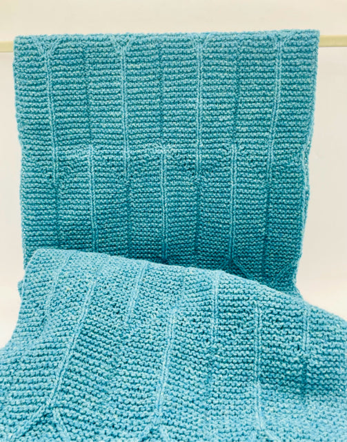 Teal Organic Wool Origami Cable Shawl/Scarf