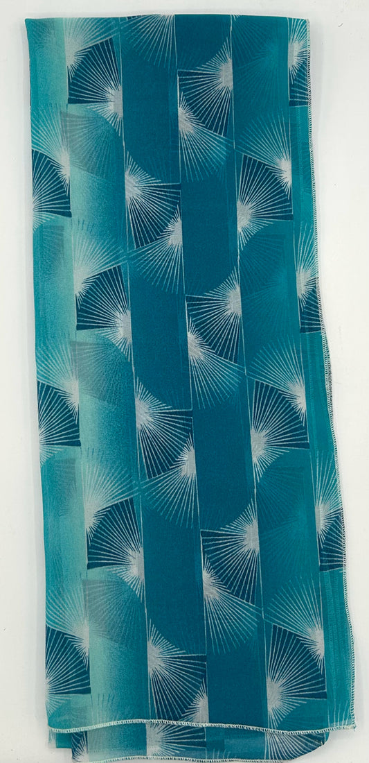 Teal & White Fans Poly Scarf