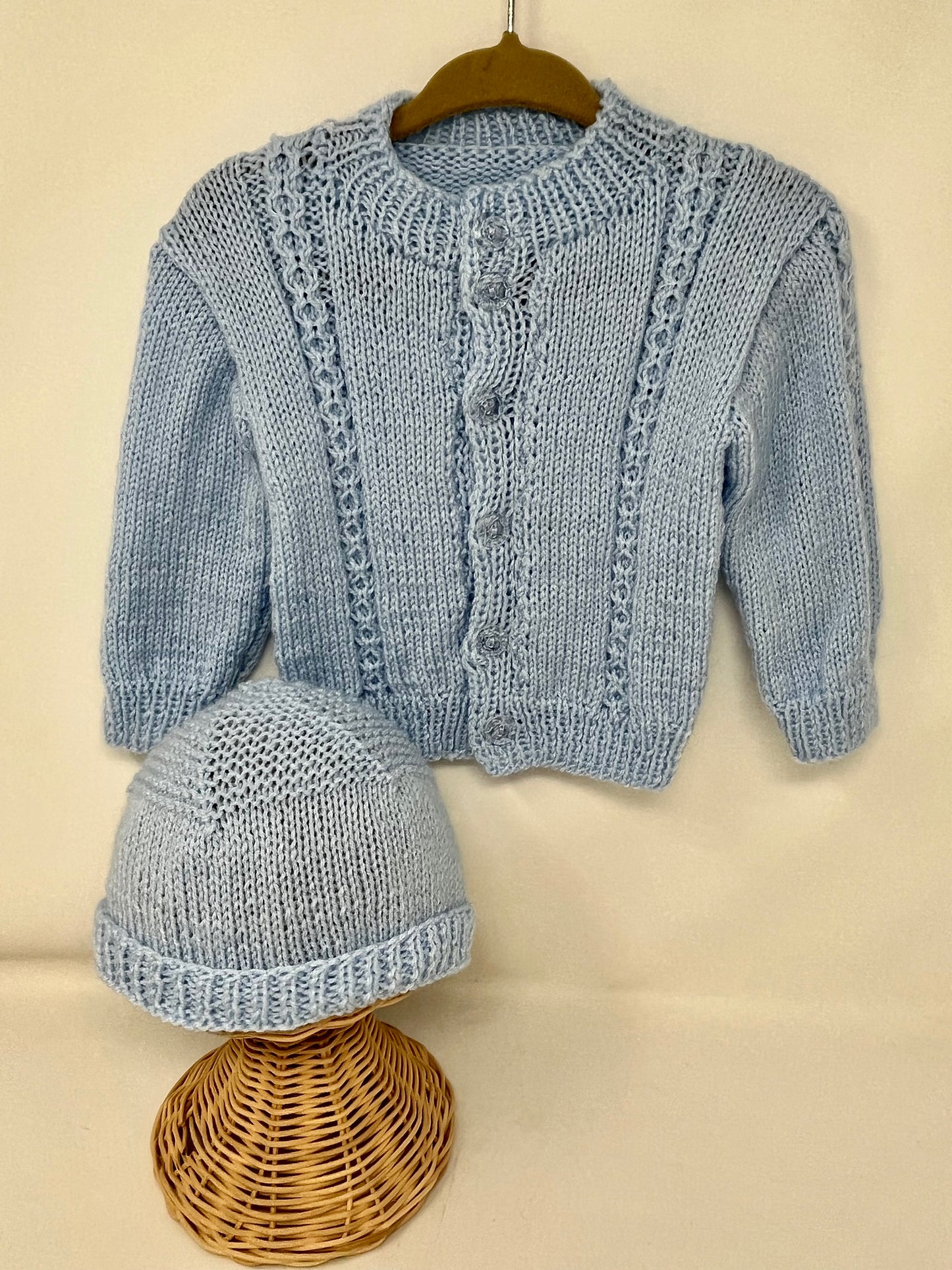 12 M Light Blue Acrylic Cable Knit Cardigan