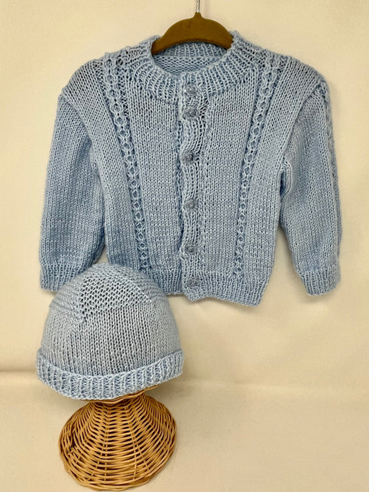12 M Light Blue Acrylic Cable Knit Cardigan