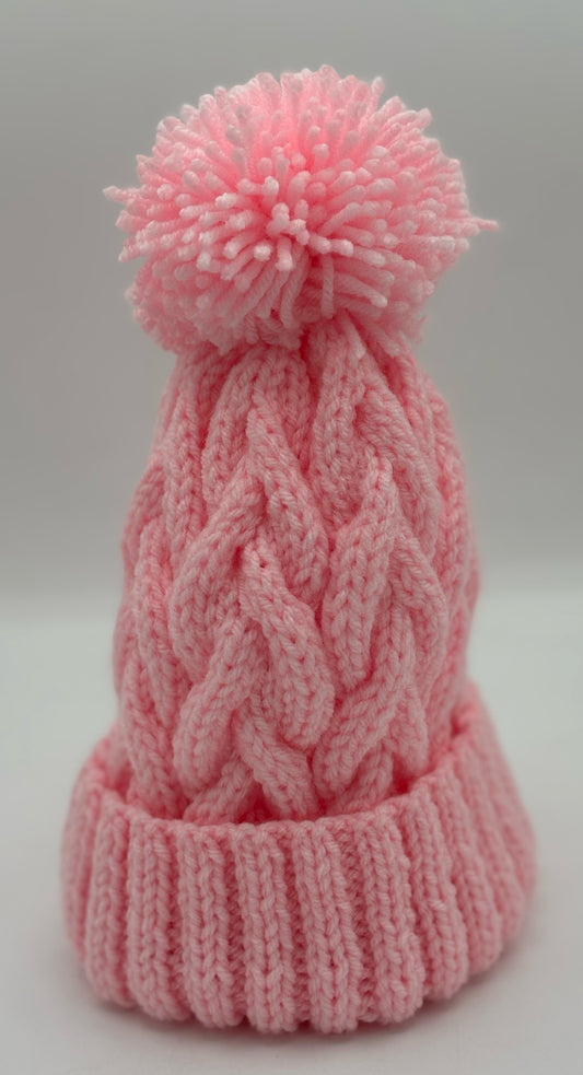 3-5 Y Pink Acrylic Pom Pom Hat