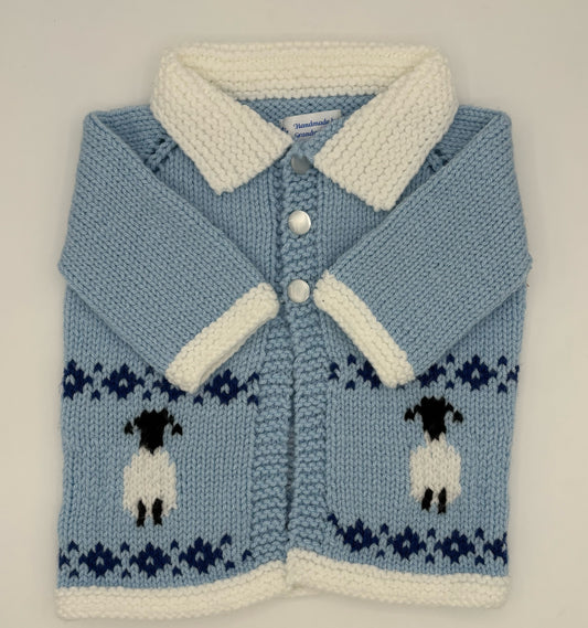 6-9 M Light Blue Acrylic Lambs Knit Coat