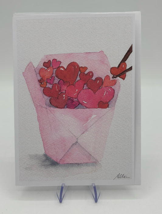 Takeout Hearts Valentine's Card