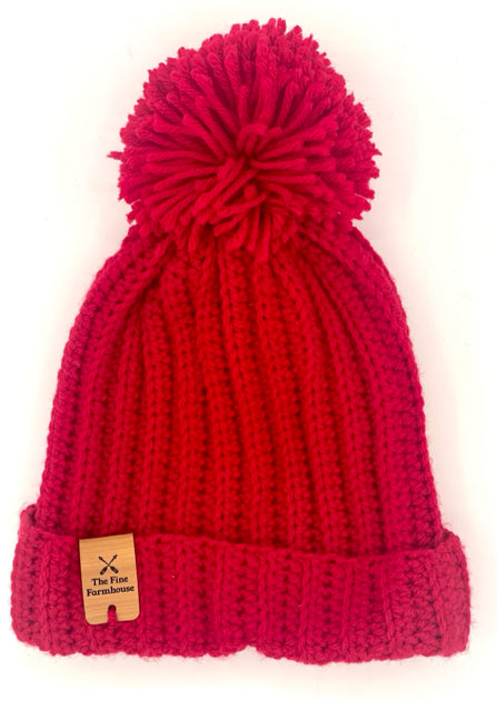 3-6 Y Acrylic Crochet Hat with Pom Pom