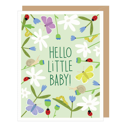 Hello Baby Ladybugs New Baby Card