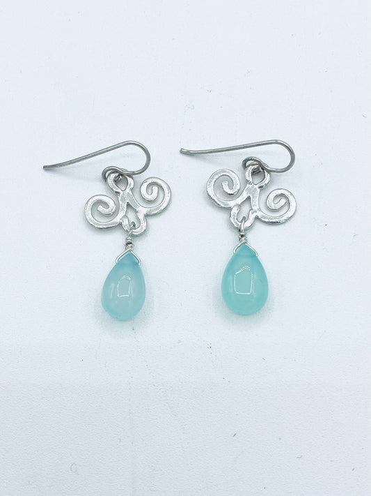 Fleurs Chalcedony Teardrop Earrings