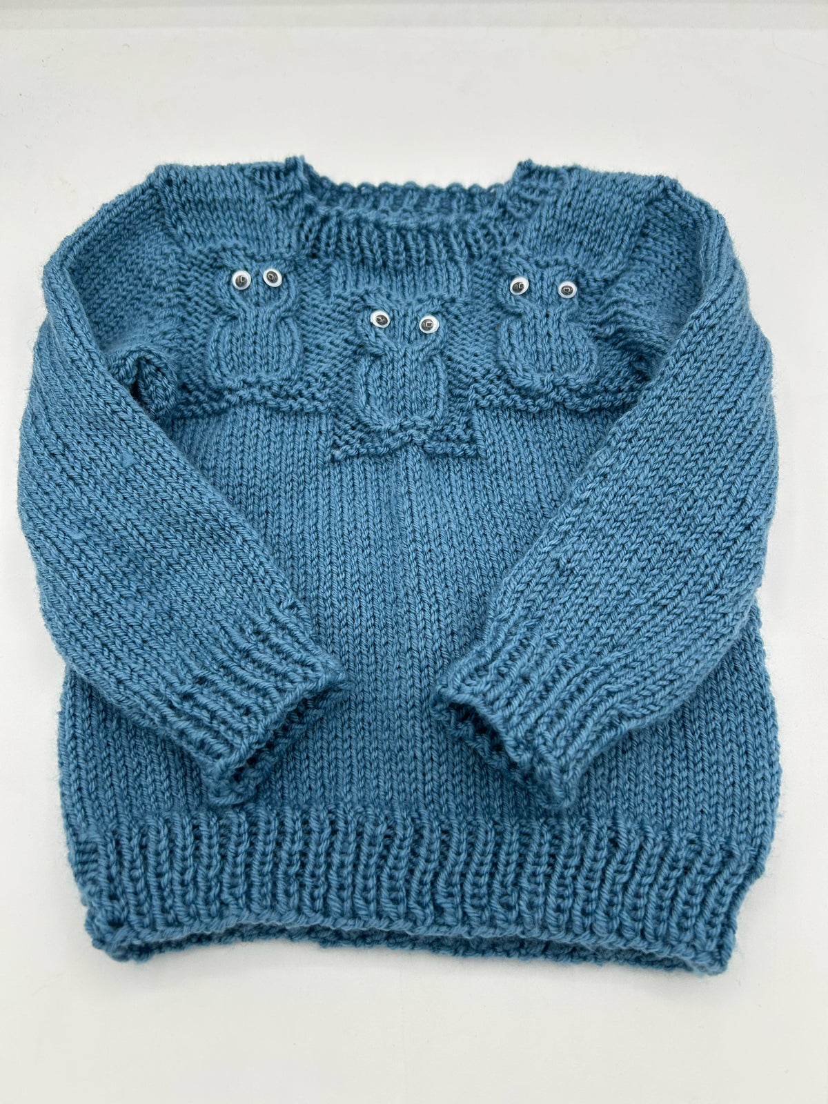 Owl pullover sweater Dresden blue size 1-2 years