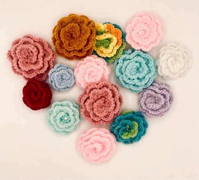 Acrylic Crochet Flower Pins