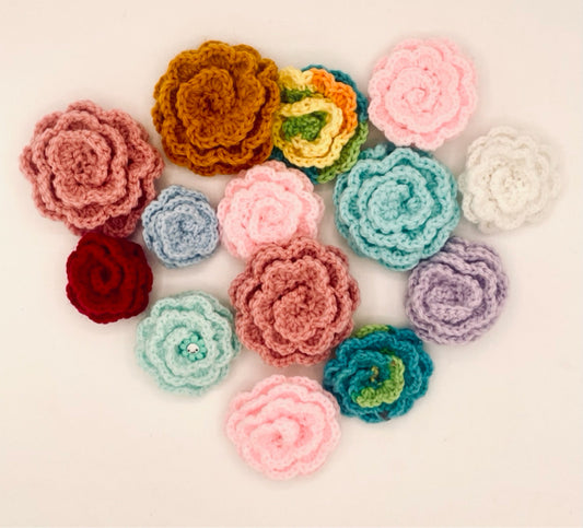 Acrylic Crochet Flower Pins
