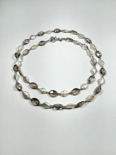 Pearls, Smoky Quartz, Sterling Bali and Hill Tribe Silver Double Strand Necklace