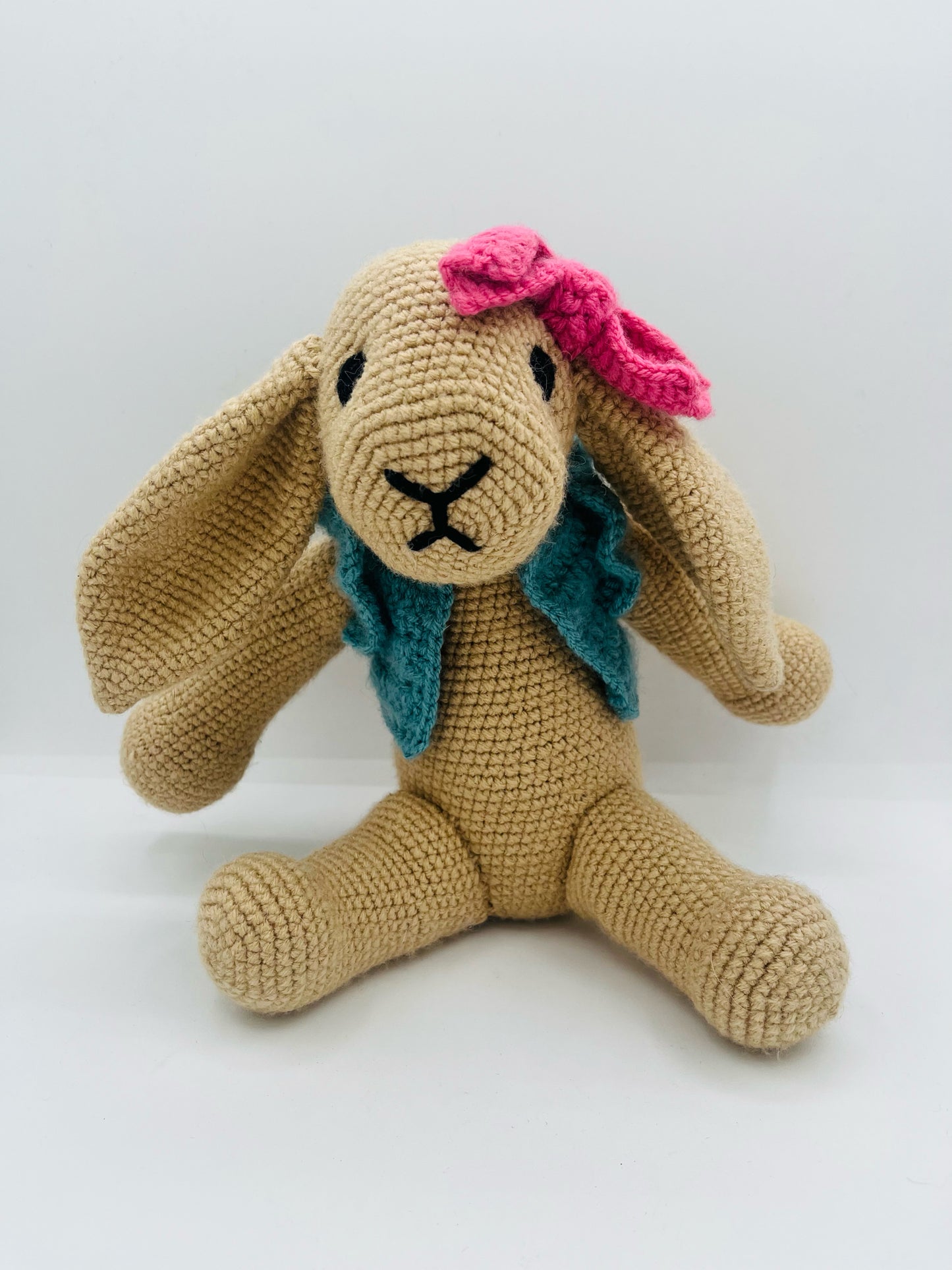 Bunny with Pink Bow and Blue Vest