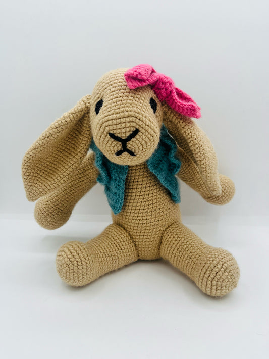 Bunny with Pink Bow and Blue Vest