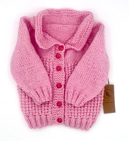3-6 M Pink Acrylic Knit Cardigan