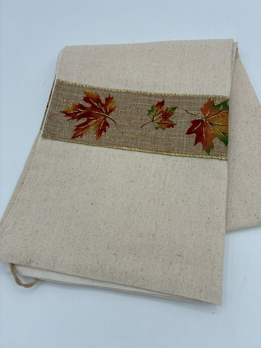 Muslin Table Runner with Leaf Trim