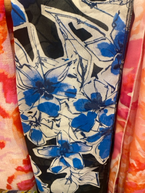 Blue & White Floral Scarf