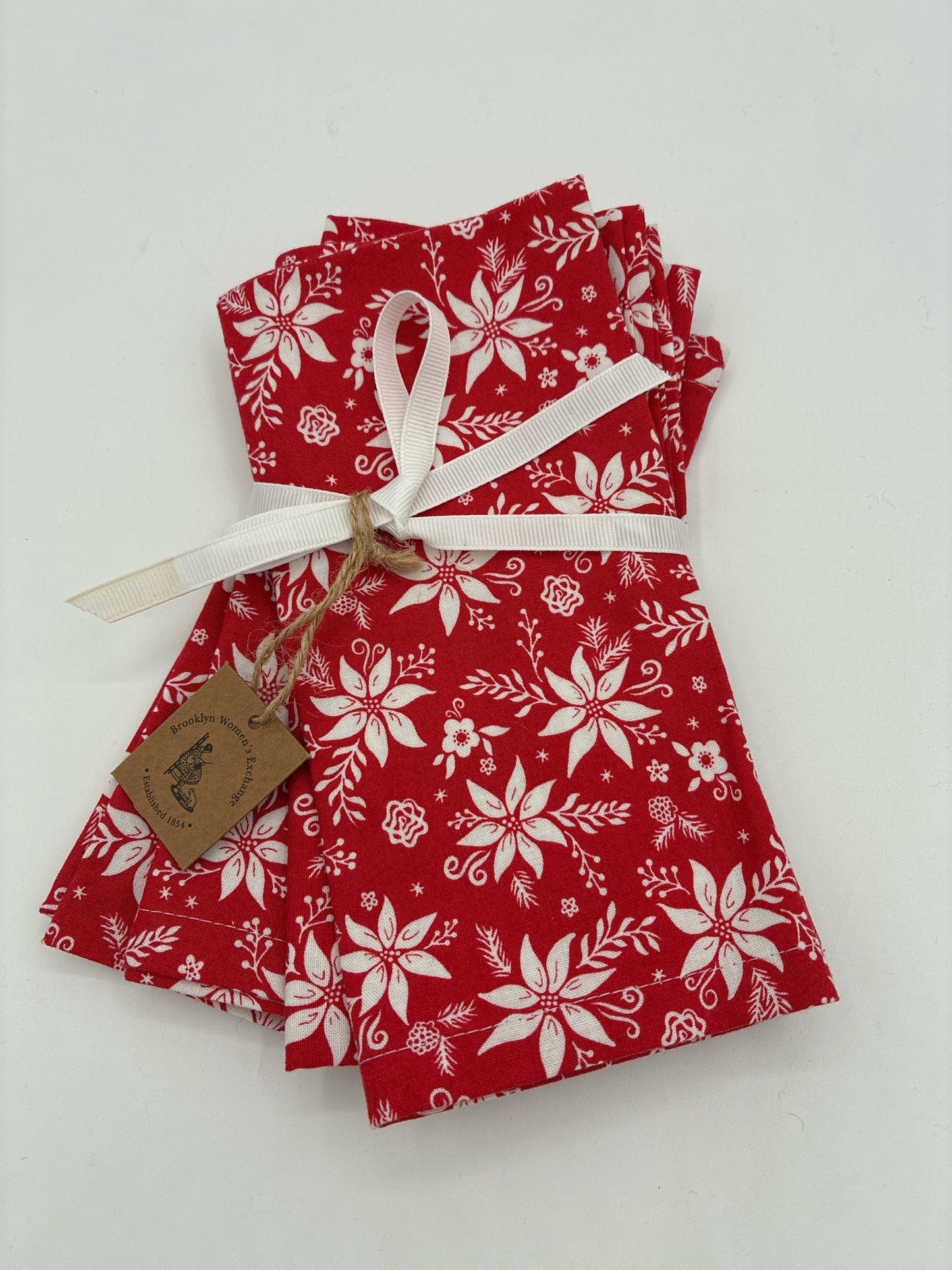 Red and White Poinsettia Napkins