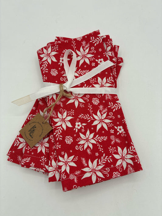 Red and White Poinsettia Napkins