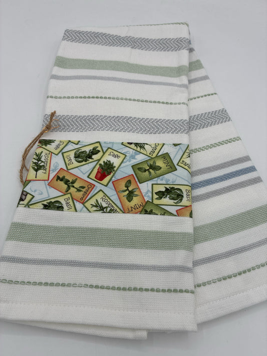 White Striped Towels with Seed Packet Trim