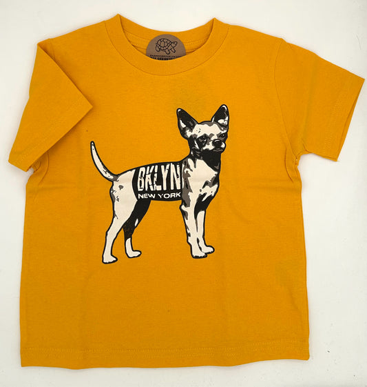Brooklyn Dog Tee Canary Yellow Kids Size 4 Y