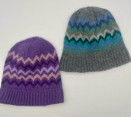 Wool Chevron Stripe Knit Beanie