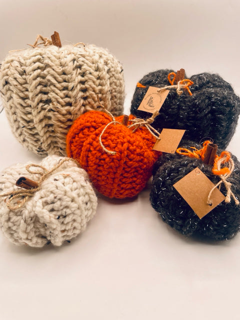 Black with Silver Medium Acrylic Wool Blend Pumpkin