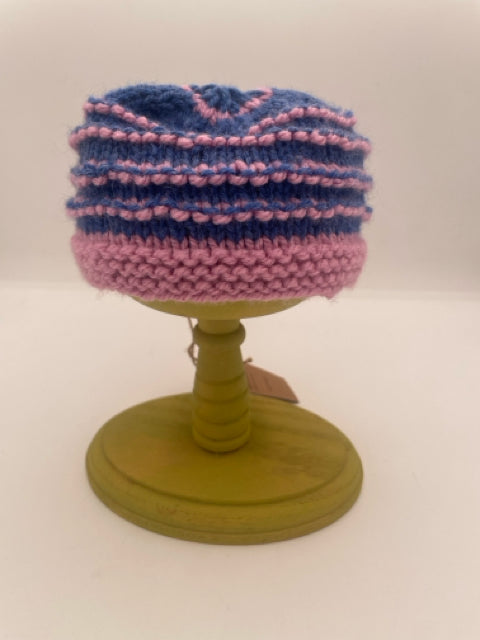6-12 M Blue and Lavender Stripe Acrylic Knit Beanie