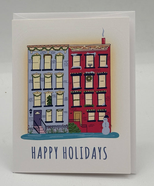 Two Buildings Happy Holidays Card