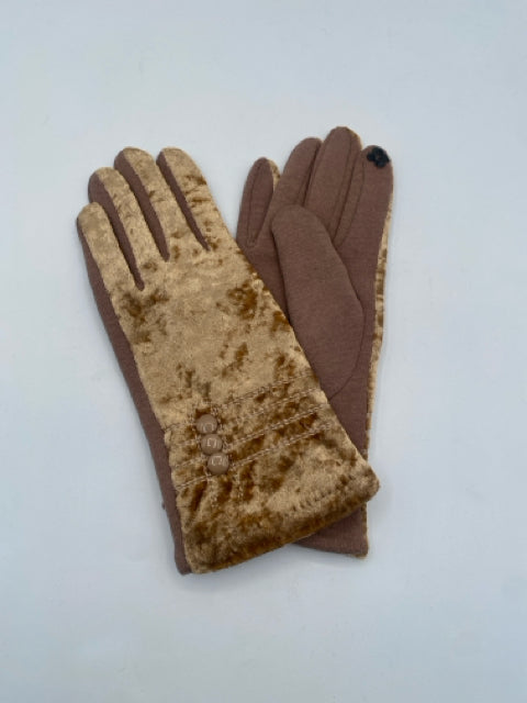 Gold Crushed Velvet Gloves