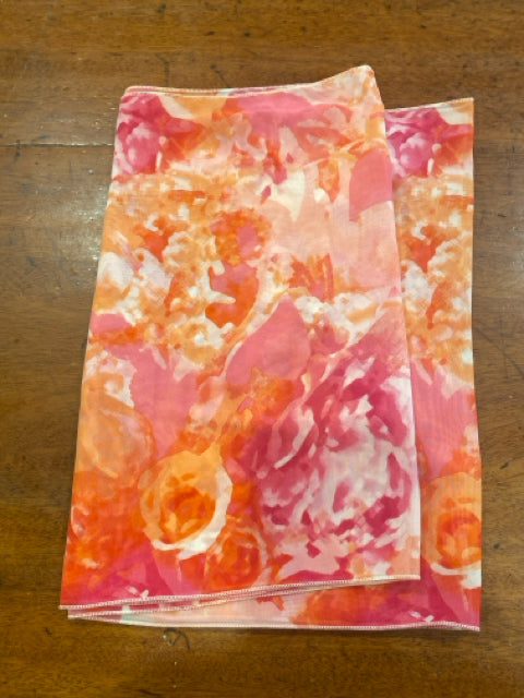 Shades of Pink & Orange on White Scarf