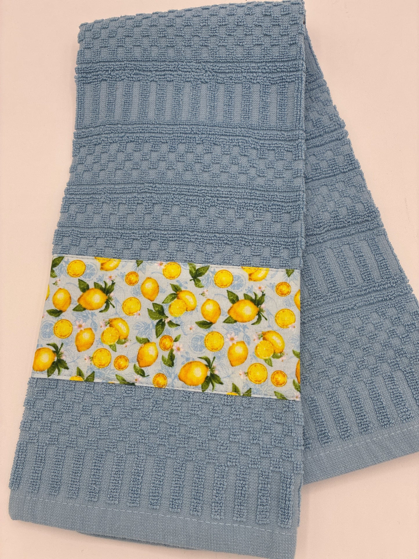 Sky Blue Towel with Lemon Trim