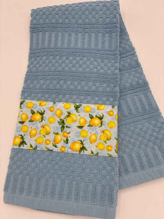 Sky Blue Towel with Lemon Trim
