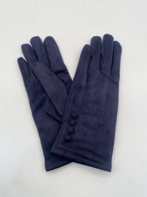 Navy Faux Suede Gloves