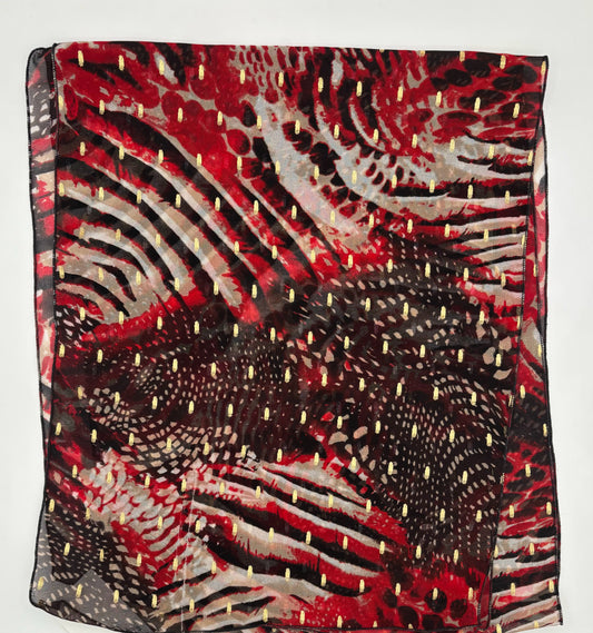 Red, Black, & Gold Poly Scarf