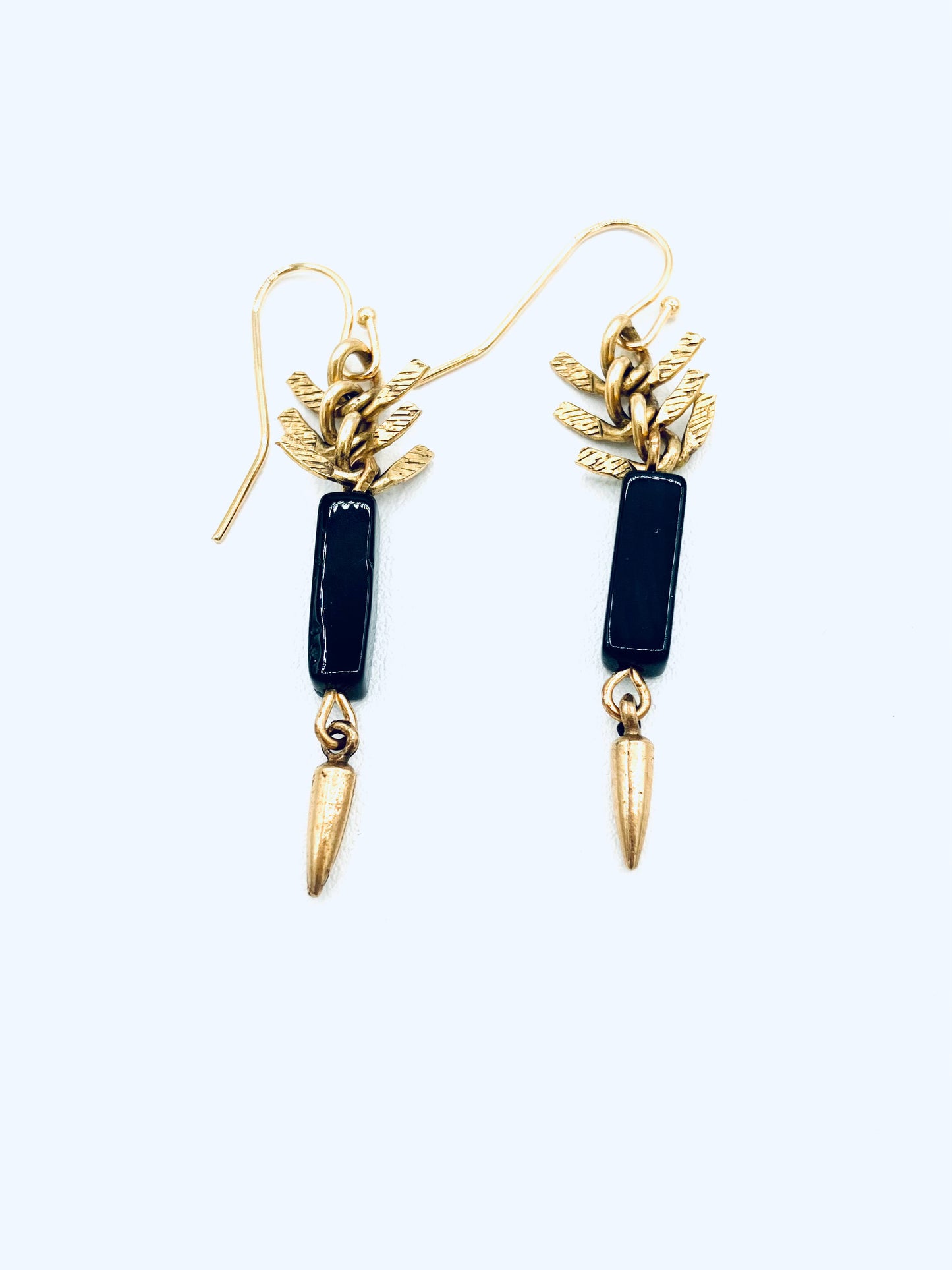 Black Stone with Spikes Earrings