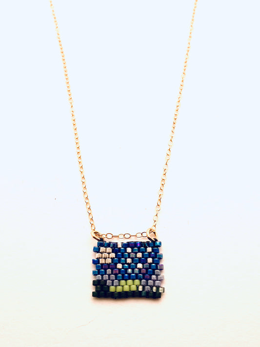 Beaded Necklace, Starry Night Dark Blue Sky