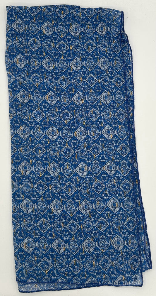 Blue & White Medallions Poly Scarf
