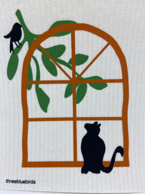 Cat in the Window Swedish Dishcloth