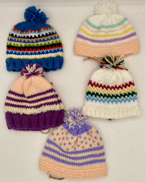 6-12 M Peach and Purple Acrylic Knit Beanie