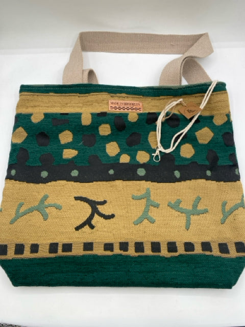 Green, Black & Gold Print Tote Bag