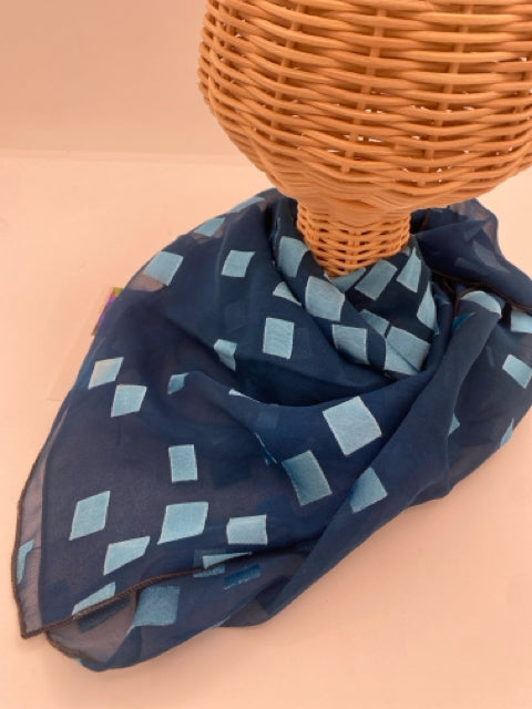 Teal Squares Silk Scarf