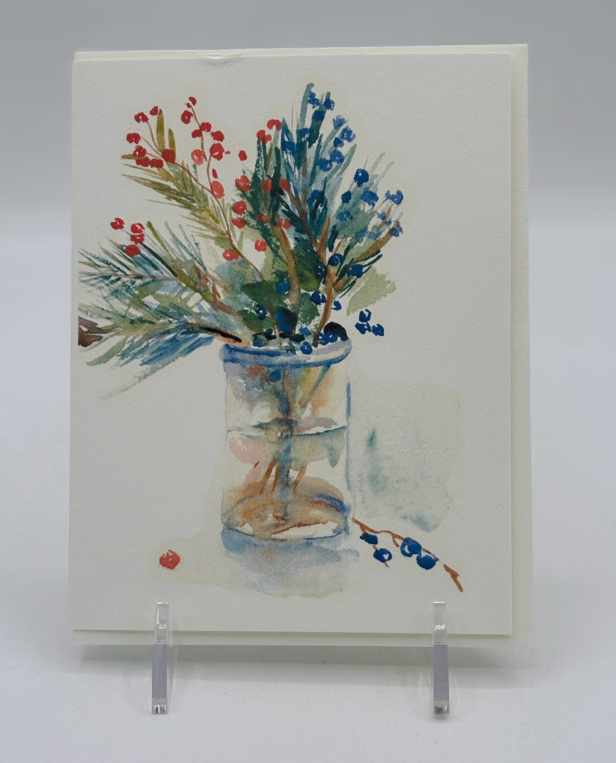 Watercolor Holiday Greens Letterpress Card