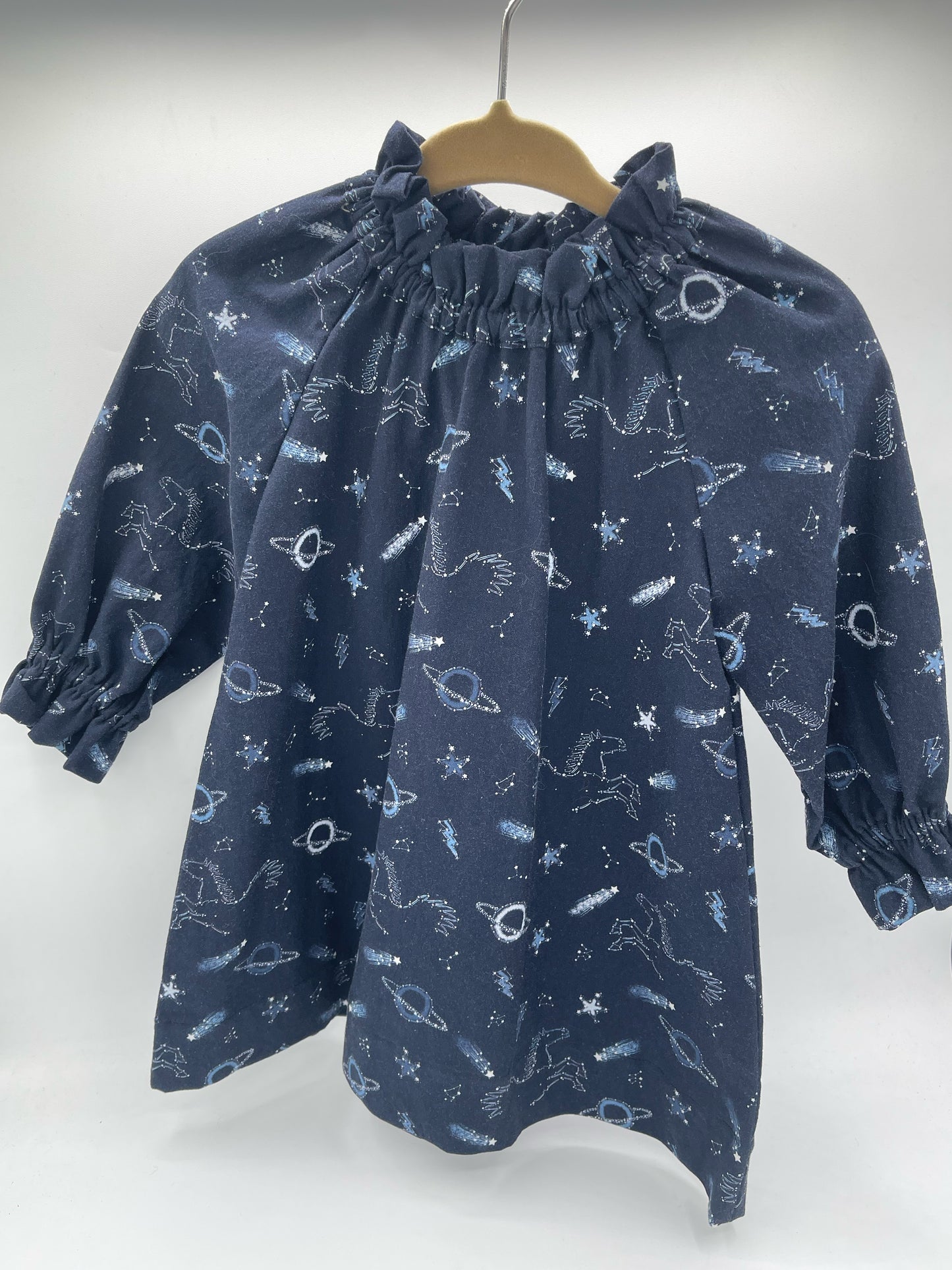 6-12 M Dress Long Sleeve Blue Celestial