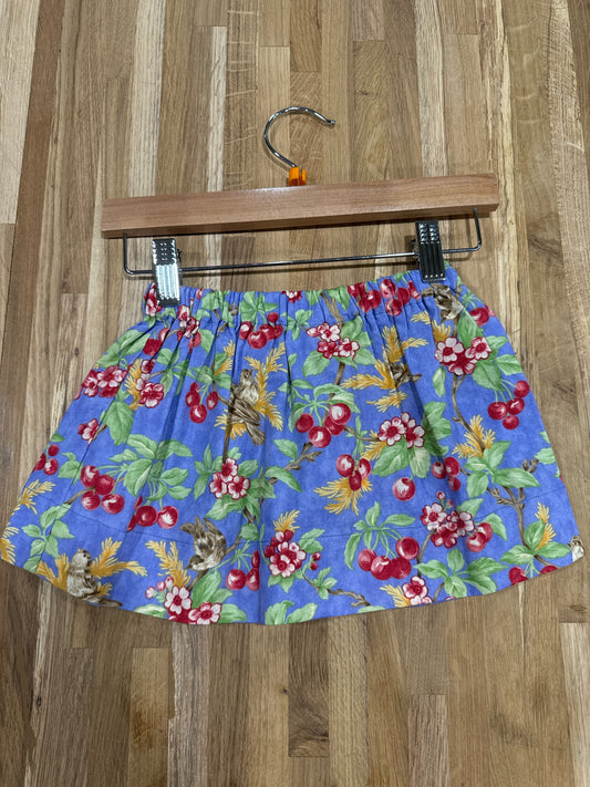 3 Y Twirly Skirt - Purple w/Bird, Cherries, Flowers